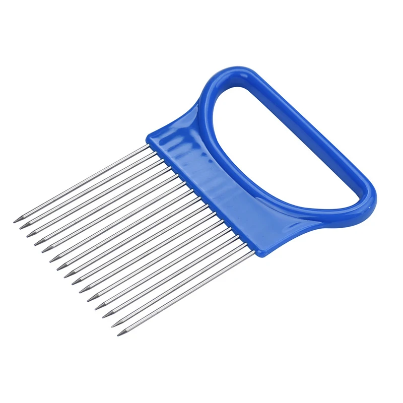 Kitchen Gadgets Handy Onion Cutter Holder Stainless Steel Easy Cut Tomato Onion Slicer Vegetable Cutter Cutting Aids Safety Cooking Tools (1-1)