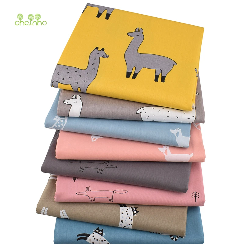 

Chainho,8pcs/Lot,Simple Cartoon Series,Printed Twill Cotton Fabric,Patchwork Cloth For DIY Sewing &Quilting Baby&Kids's Material