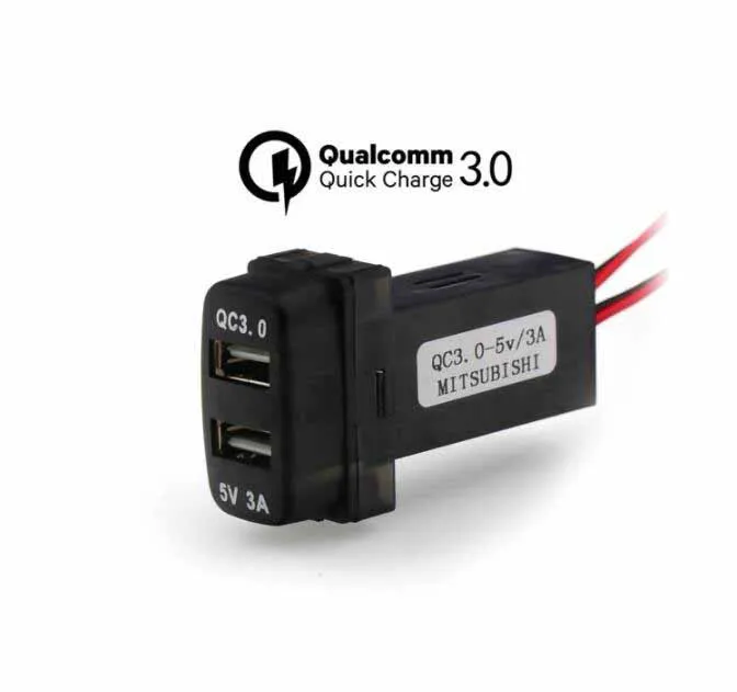 QC3.0+ 5 В 3 А USB интерфейс разъем быстрое автомобильное зарядное устройство, быстрая зарядка автомобильное зарядное устройство используется для Mitsubishi, asx, lancer, outlander, pajero