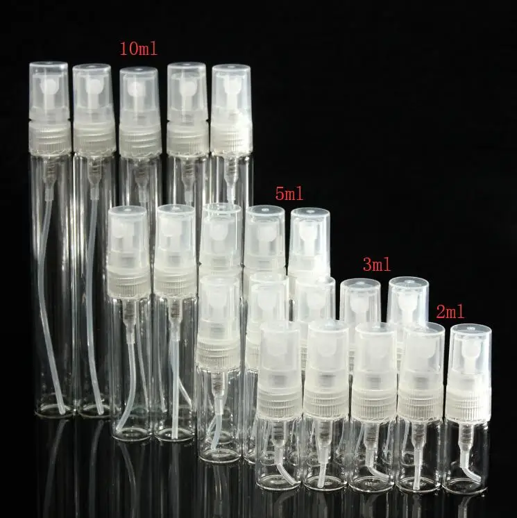 100pcs/lot 2ml mini Glass Perfeme Spray Bottle For Sample Clear Transparent Color Glass Atomizer Empty Bottle