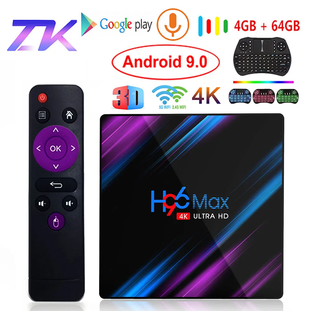 Android 9.0 TV Box H96 Max Rockchip RK3318 4K Smart TV Box 2.4G&5G Wifi BT4.0 H96Max 4GB 64GB Media Player Android Set Top Box Android 9.0 TV Box H96 Max Rockchip RK3318 4K Smart TV Box 2.4G&5G Wifi BT4.0 H96Max 4GB 64GB Media Player Android Set Top Box