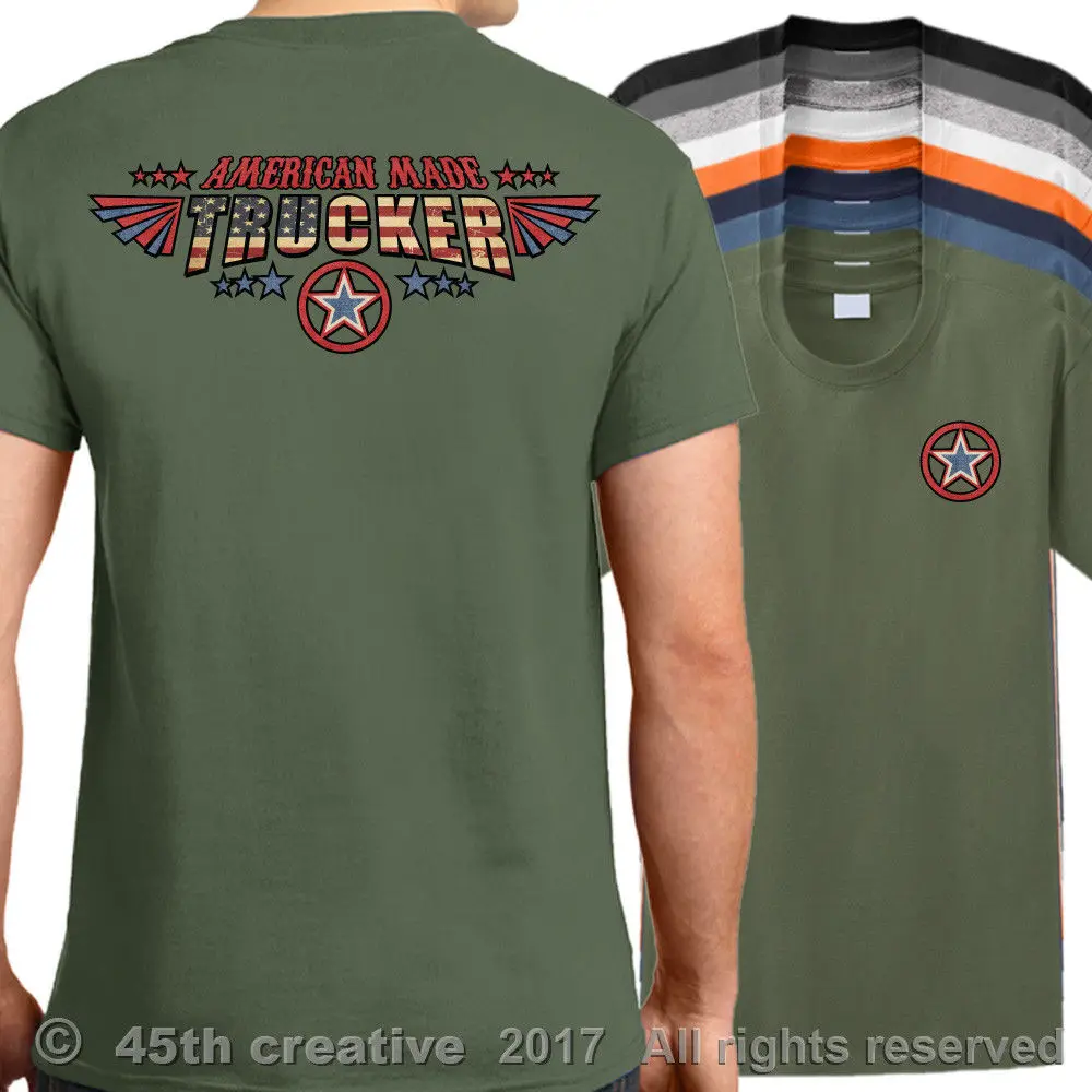 2018 New Cotton T shirt American Made Trucker T Shirt semi truck driver