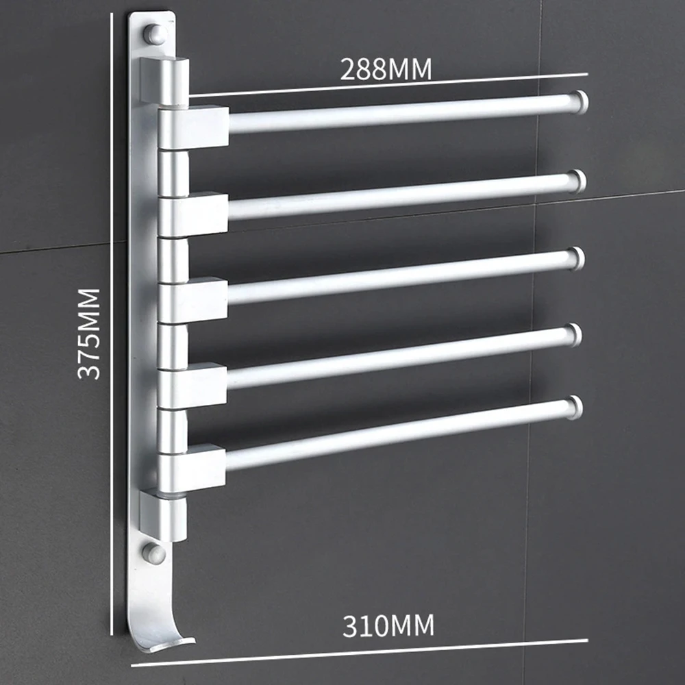 Европейский пространство алюминия Полотенца стеллаж для выставки товаров 5/4/3/2 руки Полотенца висит w/Крючки Ванная комната Полотенца стойки подвижных Полотенца бары Ванная комната продукты - Цвет: 5BAR