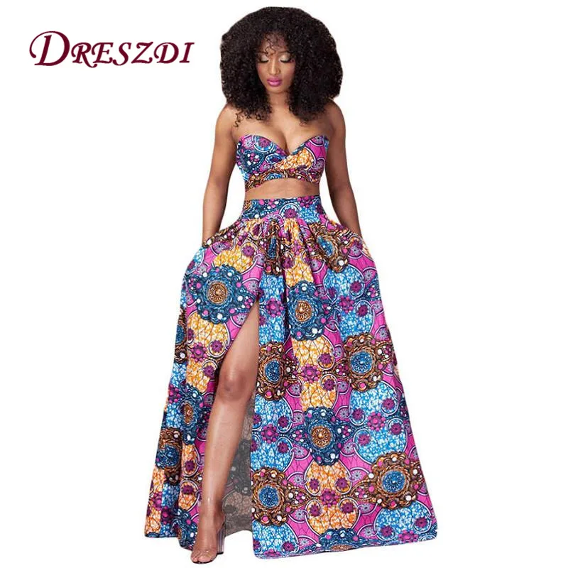 Dreszdi Summer High Split Bohemian Women Maxi Skirt Waist A Line Floral Printed Long | Женская одежда