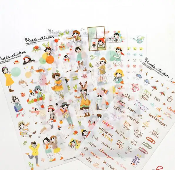 

24pack/lot Sweet Girls Transparent Decorative Sticker Set Diary Album Label Sticker DIY Scrapbooking Stationery Stickers Escolar