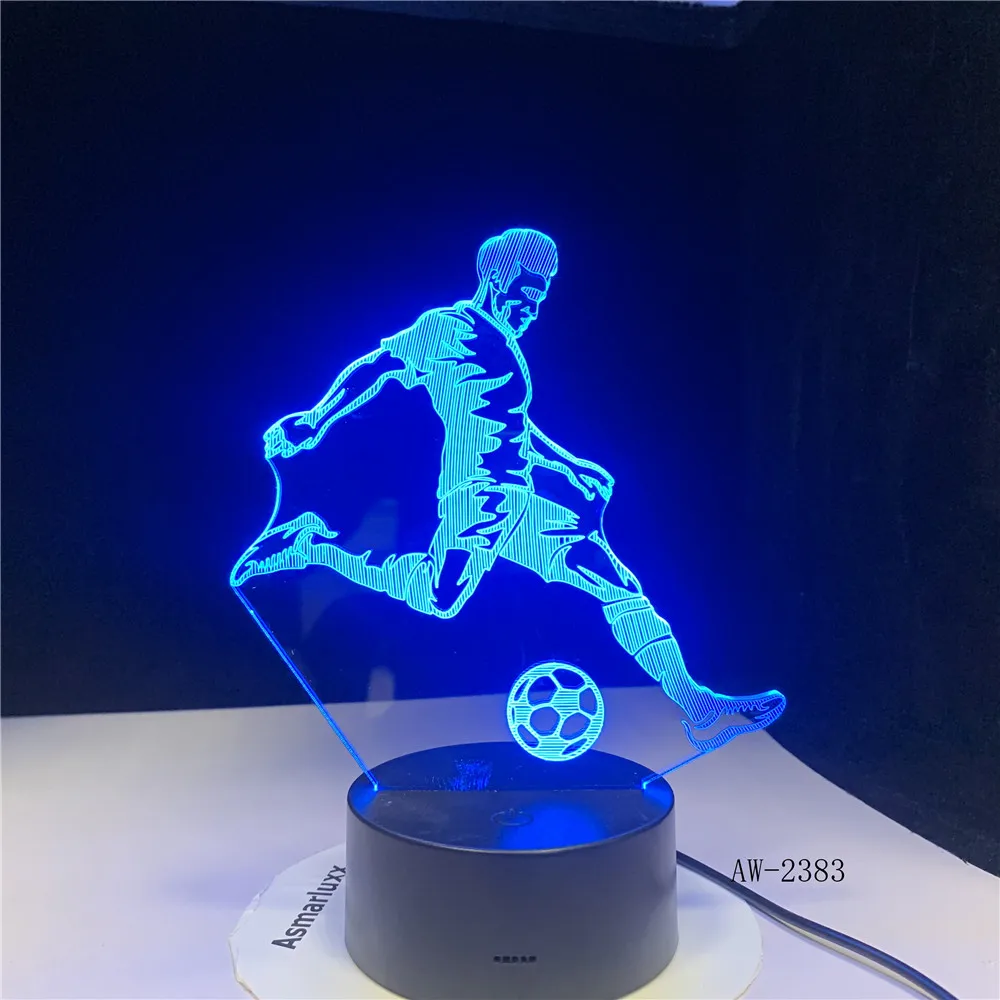 3D-2383 спортивный стиль игры футбол 7 смешанных цветов светодиодный 3d-ночник дистанционное управление дети подарок украшение Настольная лампа
