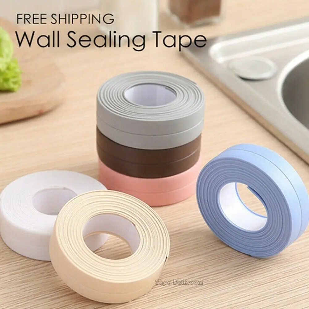 

1 ROLL 3.2mx2.2cm PVC Material Kitchen Bathroom Wall Sealing Tape Waterproof Mold Proof Adhesive Tile Crack Repair Decoration