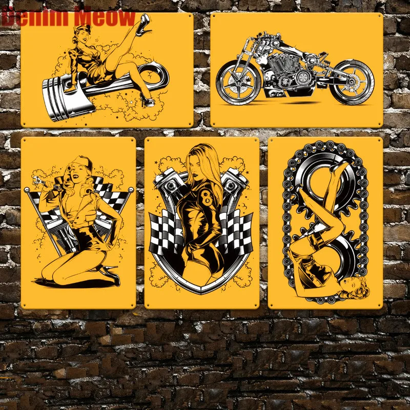 Motorcycle Vintage Metal Tin Signs Home Bar Pub Garage Decorative
