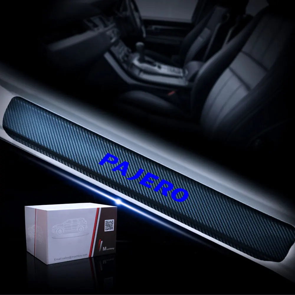 4pcs For Mitsubishi Pajero L200 Car Door Plate Door Sill Scuff Plate Carbon Fiber Cars Sticker