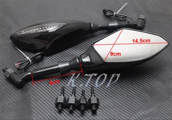 

Universal Black Motorcycle LED Turn Signals Indicator Rearview Side Mirrors For Street bikes Cruiser Scooters