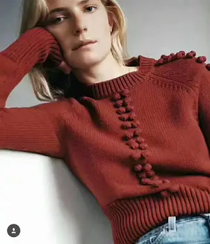 

2018 Promotion Spandex Acetate Acrylic Casual New Women Sweater Personality Design Slim Round Neck Knit Pullover Long-sleeved