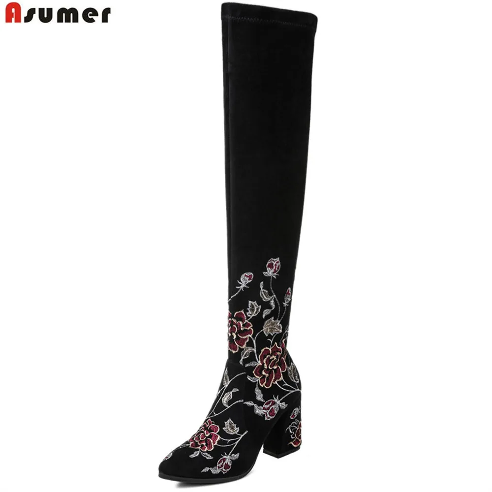 black boots with square heel