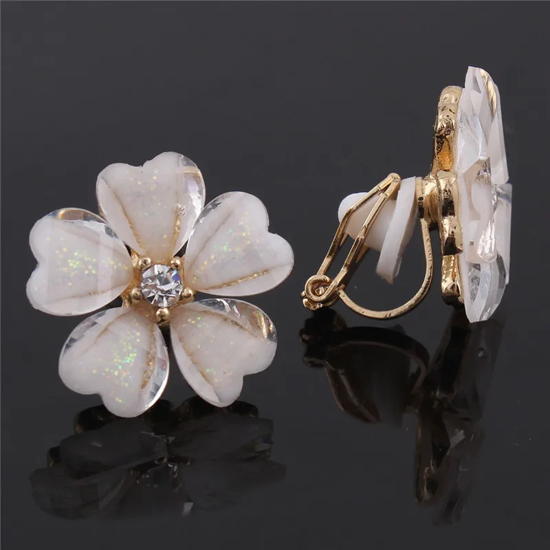 new design gold or silver clip on earrings for girls  (2)