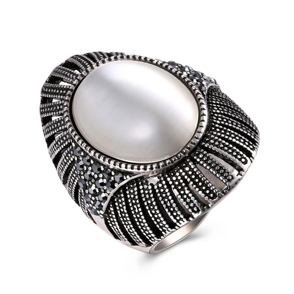 Diylocket Горячие Гипербола Мода Pearl Древний серебряный Color Кольцо подарков старинные