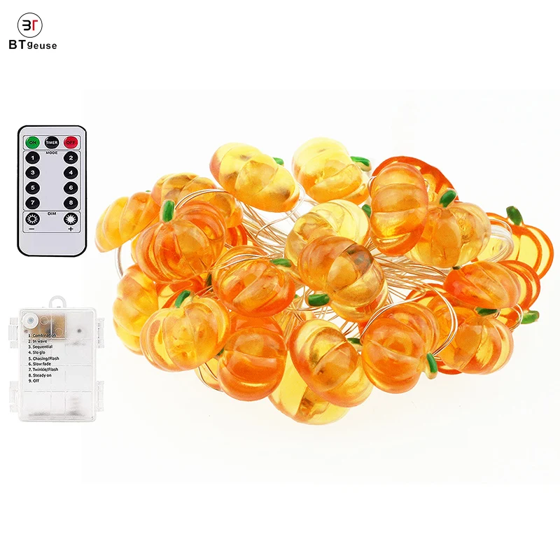 BTgeuse Pumpkin Fairy String Lights for Bedroom Holiday Party Garden Decoration 30 LED 88 Inch Warm White String Light Halloween