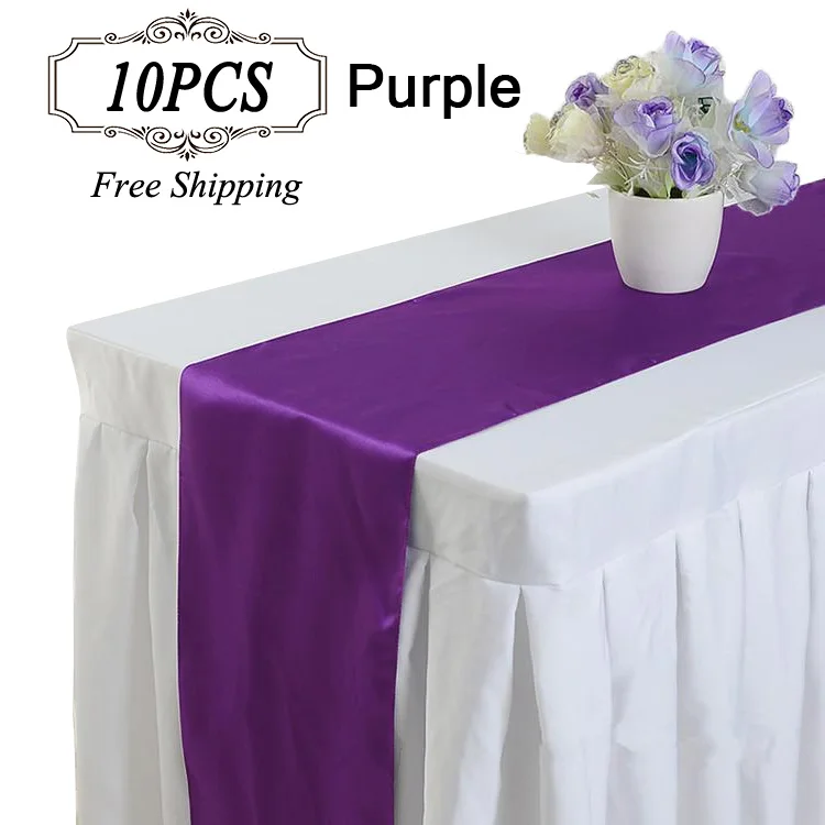 

10PC/Lot Satin Table Runner 30X275cm Polyester Cheap Satin Runners for Wedding Marriage Vintage Home Decor
