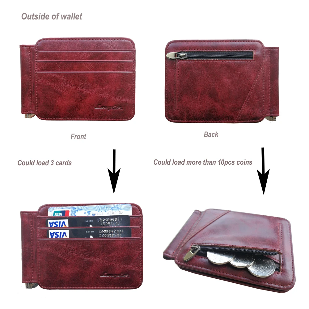 Кожаный зажим для денег с RFID блокировкой металлический кошелек мужской тонкий складной зажим для денег чехол для кредитных карт Зажимы для денег R24