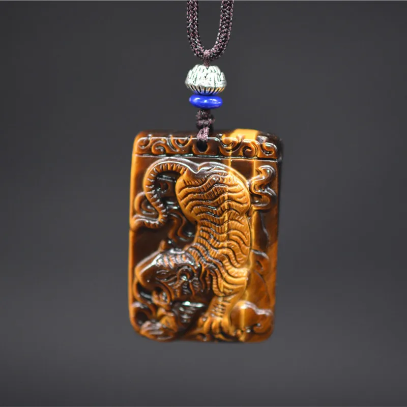 Natural Tiger Eye Tiger Necklace Pendant Jade Pendant Transfer Lucky Jewelry With Chainin