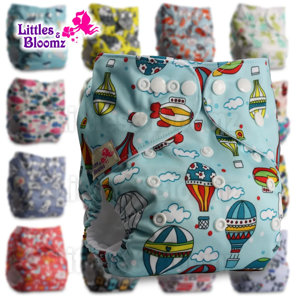 Reusable Pocket Real Cloth Nappy Washable Diaper Bamboo Charcoal Pattern 24 Littles /& Bloomz Without Insert