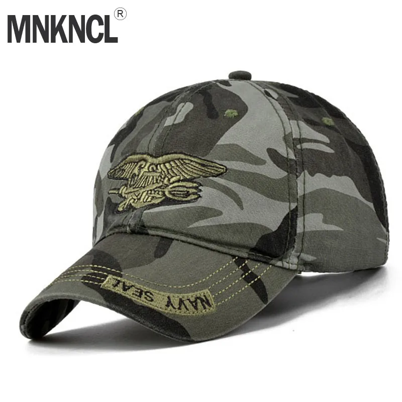 

2018 New Fashion Summer Men's Navy Seal Adjustable Camouflage Cotton Canvas Baseball Cap Sun Hat Outdoors Casual Snapback Caps