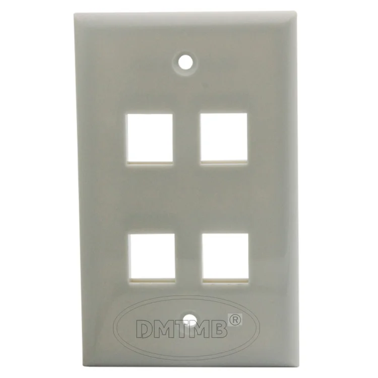 4 ports keystone wall plate with 114 X 70mm and gray colorin Extension