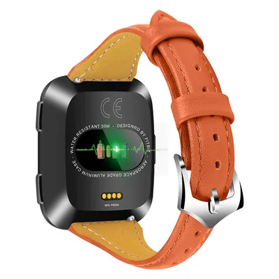 orange Сменные браслеты ремни для Fitbit Versa роскошные кожаные браслеты аксессуары ремешок для часов Fitbit Versa ремешок для часов браслет - Цвет ремешка: orange