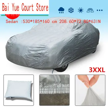 

Full Car Cover Sun UV Heat Dust Rain Snow Resistant All Weather Protection 3XXL sedan :530*185*160 cm 208.60*72.80*63IN