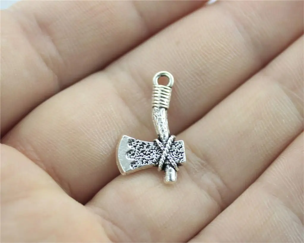 

WYSIWYG 10pcs 22x14mm Ax Charm Pendants For Jewelry Making Antique Silver Ax Pendants Charm Ax