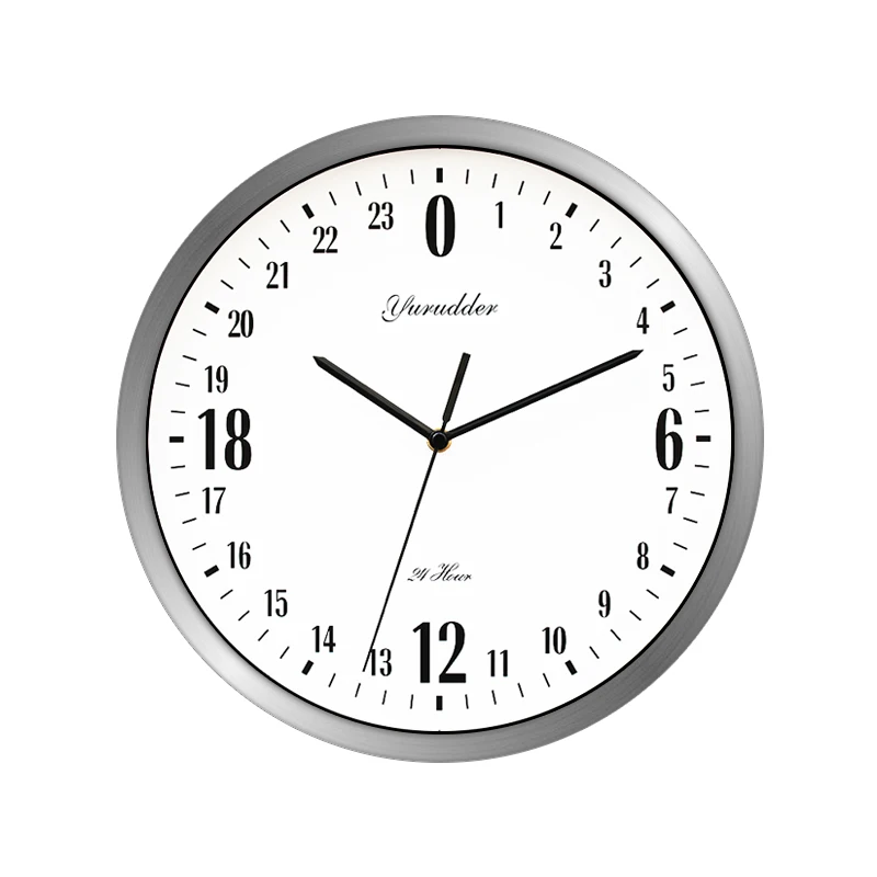 Новейшая 24 часовой циферблат дизайн 12 дюймов металлический каркас современная мода декоративные круглые Настенные часы - Цвет: silver frame
