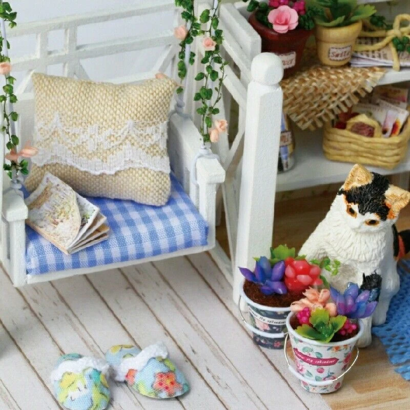 حار بيع دمية منزل الأثاث DIY مصغرة غطاء غبار مع مصباح ليد 3D خشبية مصغرة دمية اللعب هدية للأطفال