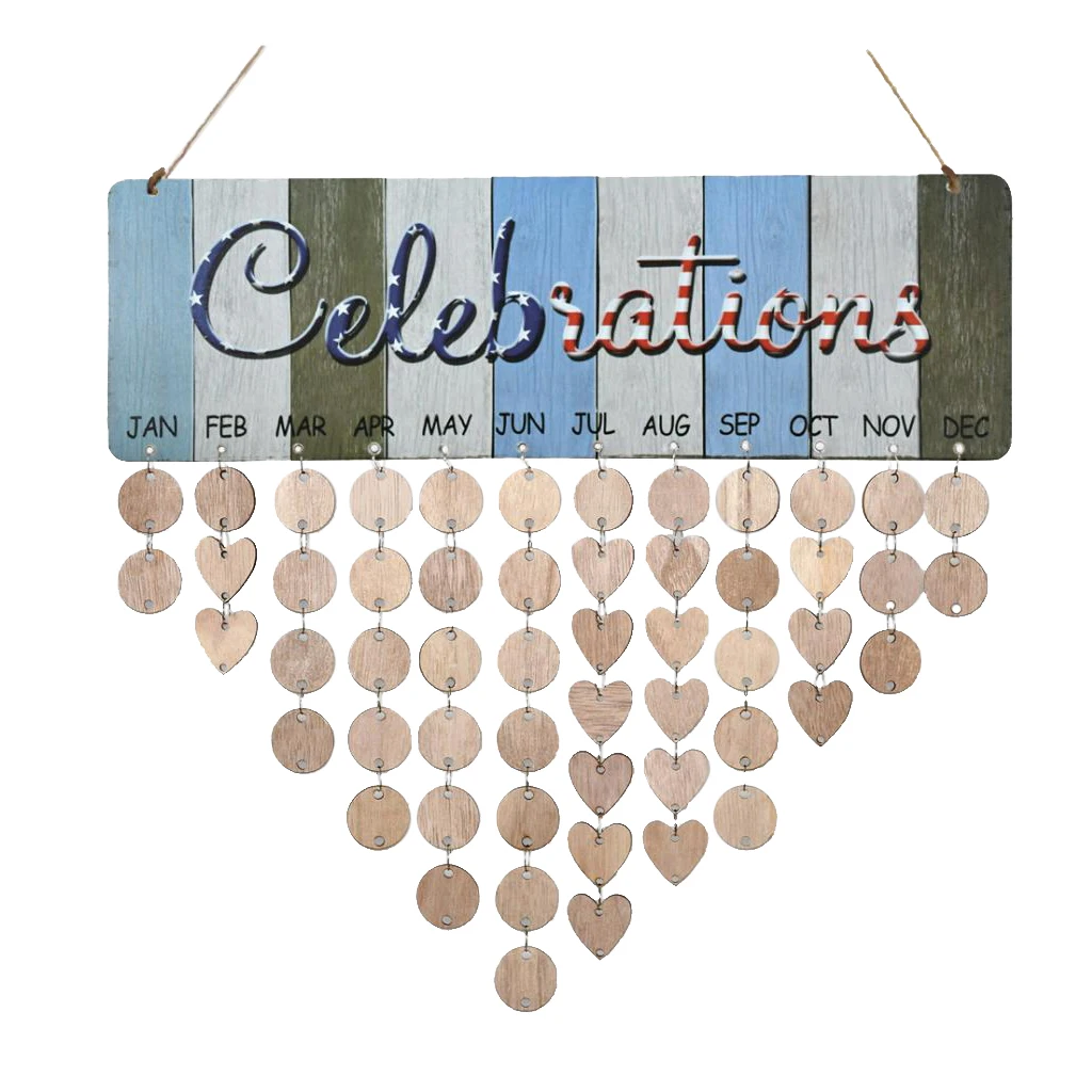 

Wooden Round Discs Slices Metal Ring for DIY Celebration Reminder Birthday Board Calendar Crafts