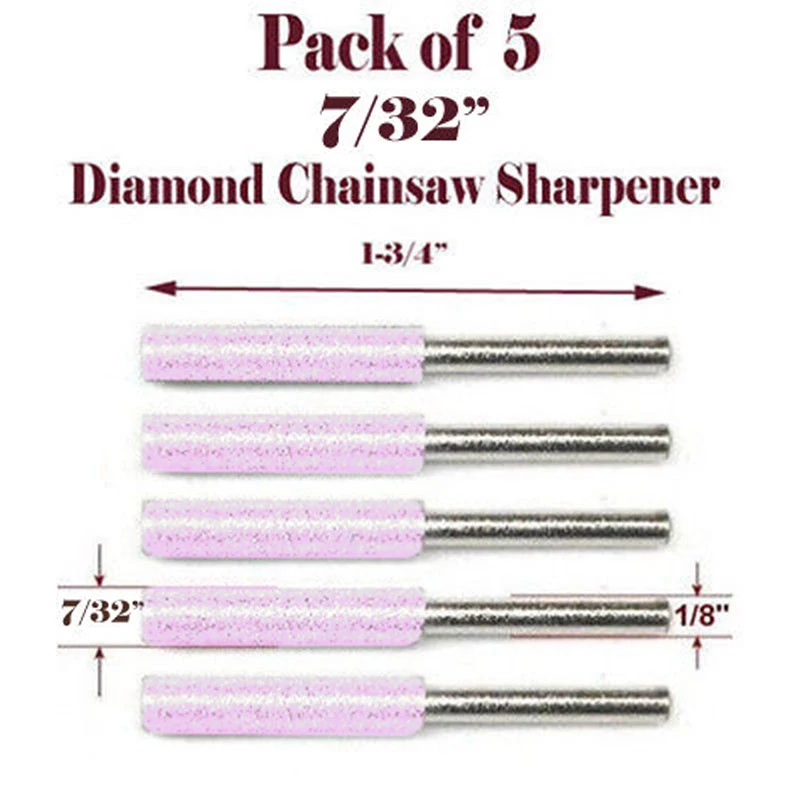 

5pcs Diamond Chainsaw Sharpener Burr Stone File 7/32" Chain Saw Sharpening