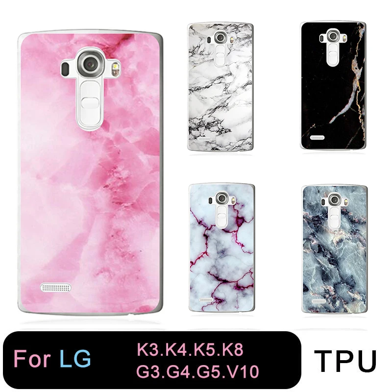 ТПУ прозрачный чехол для телефона LG K3 K4 K5 K8 цветная мягкая Мрамор Бесплатная