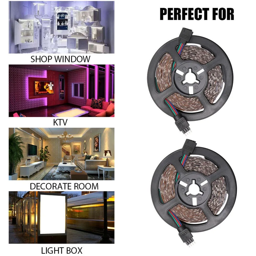 

2 Pcs 5m RGB 600 LED Stripes Lights IR Remote Controlled Light for Home Decoration QJ888