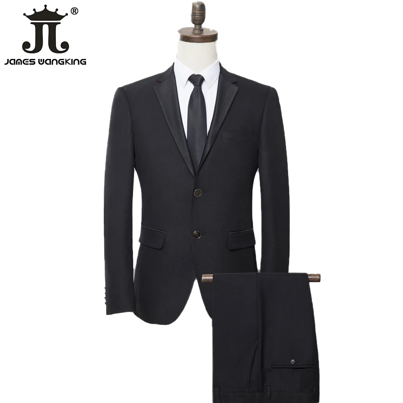 Комплект из 2 предметов: куртка + штаны | 2019 новейший мужской модный Свадебный костюм мужские деловые повседневные костюмы Тонкий Блейзер