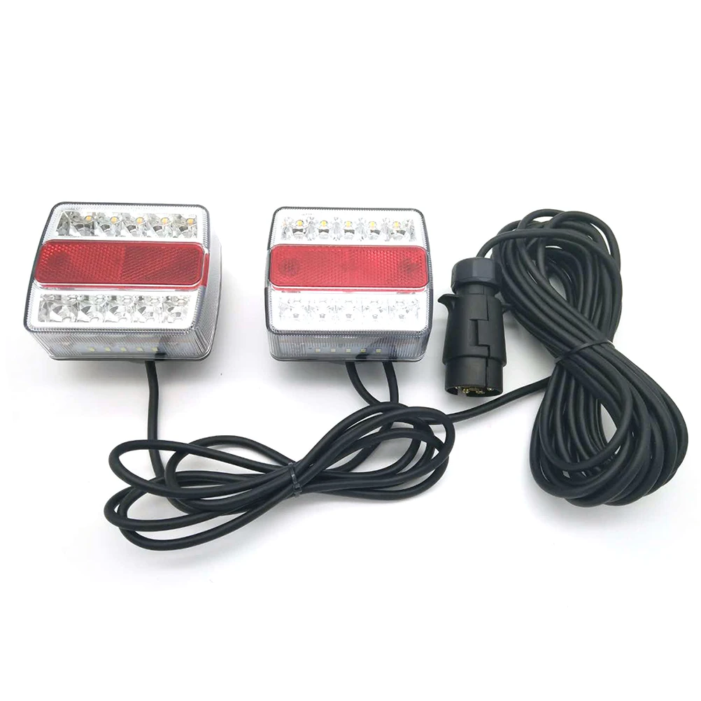 

2 PCS 15 LEDs 12V Trailer Truck Tail Light Square Magnetic Replacement Turn Signal Brake Marker LED Light