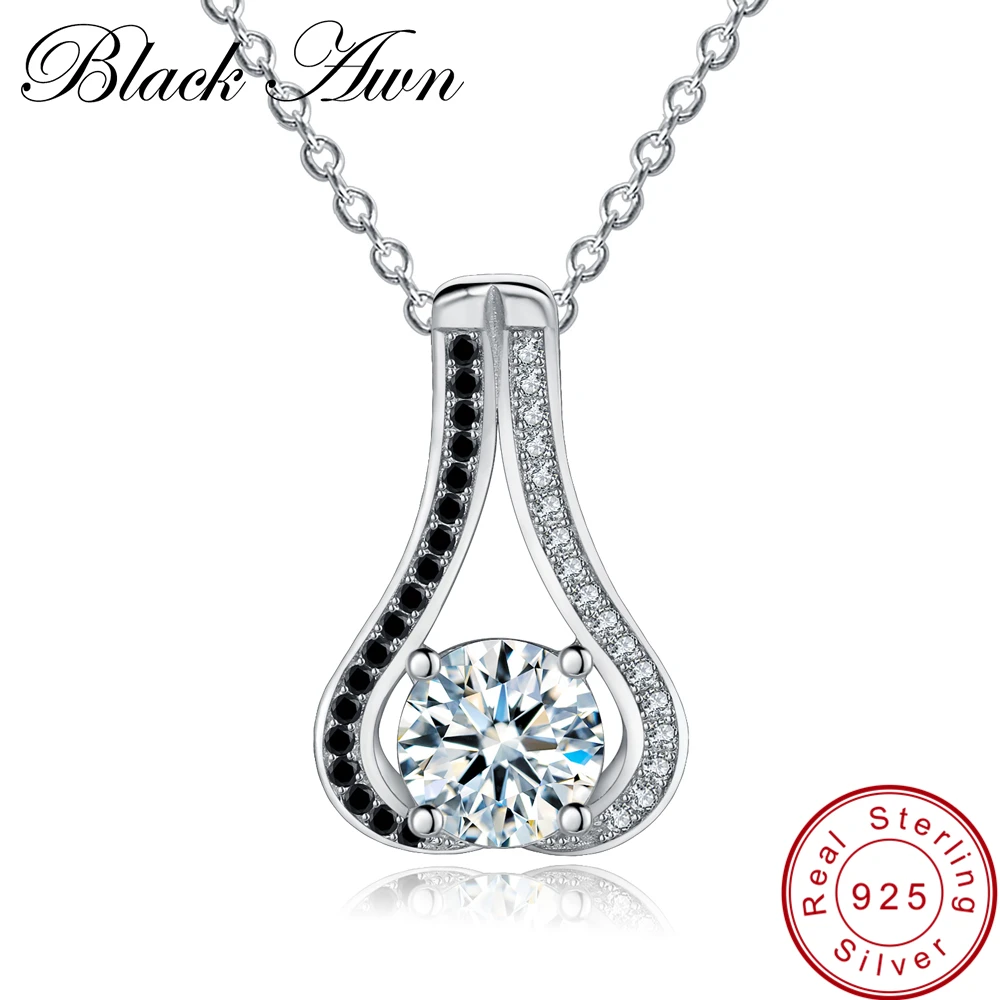 [BLACK AWN] Genuine 925 Sterling Silver Necklace for Women Gourd