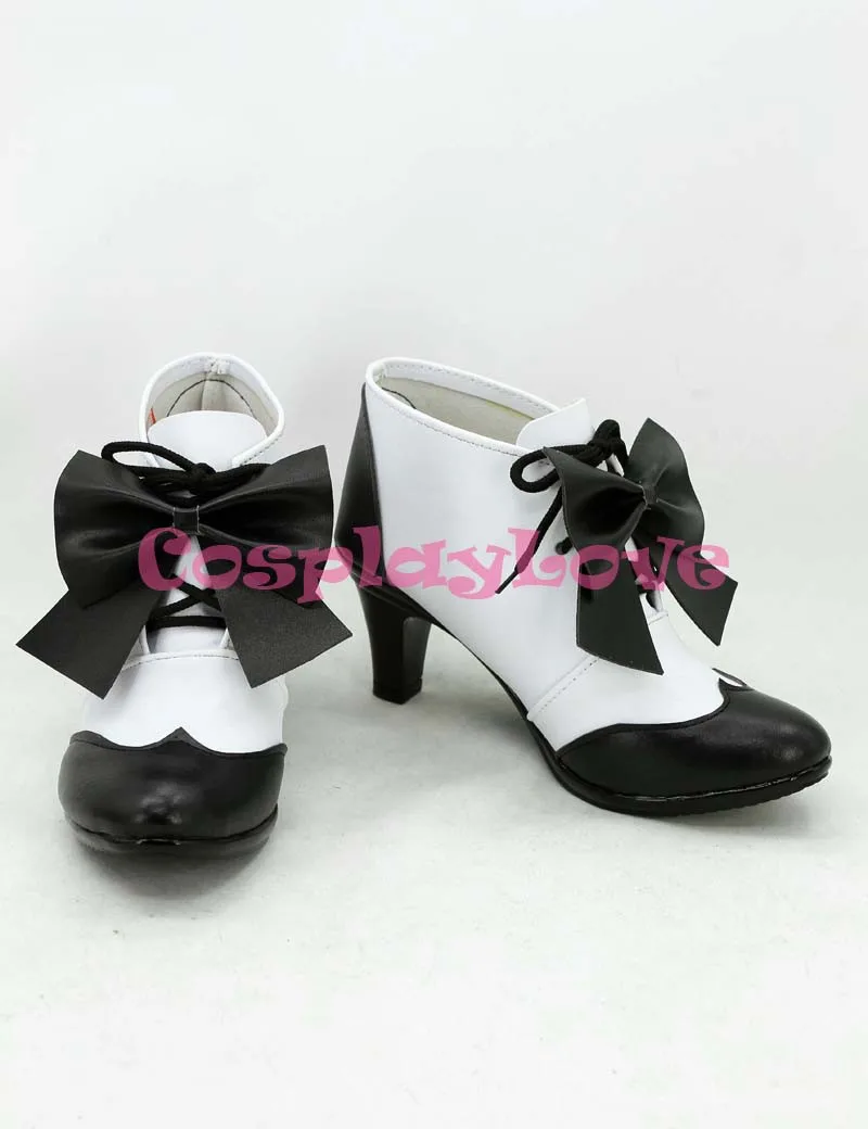 2353 Black Butler Ciel Phantomhive Black & White Hight Heel Cosplay Boots (2)