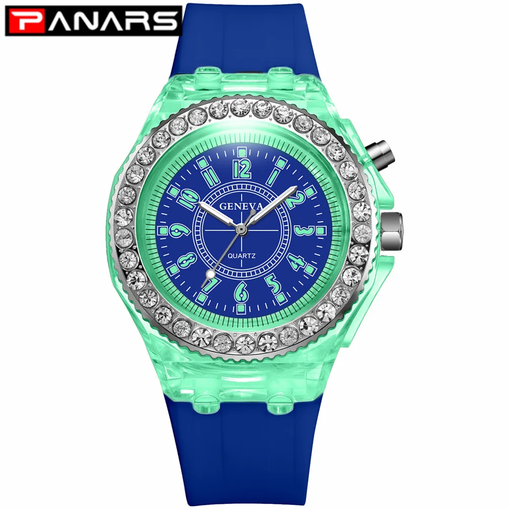 

PANARS 2019 New Arrival Elegant Diamond Patchwork Colorful Sports Quartz Wristwatches Men's Luminous Multifunction Watches Girls