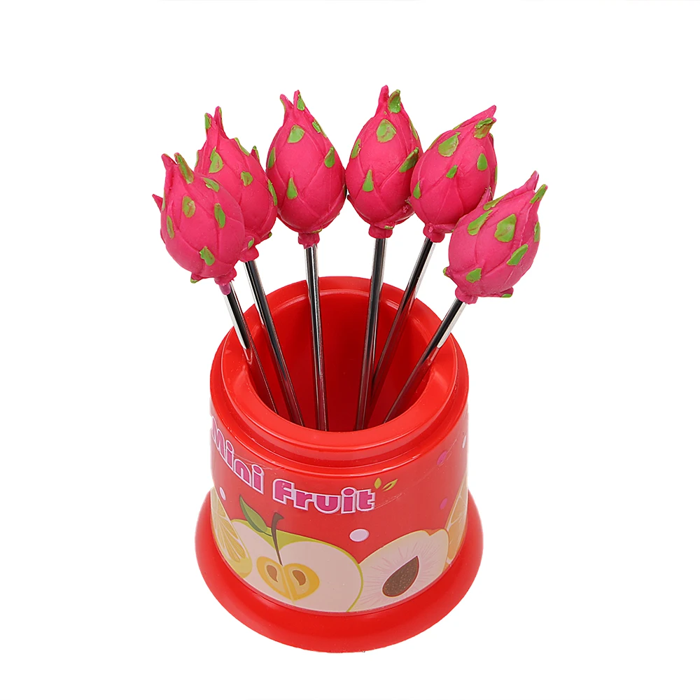 Cute Fruit Pattern Fruit Fork Creative Party Decoration Stainless Steel Snack Cake Dessert Food Fork