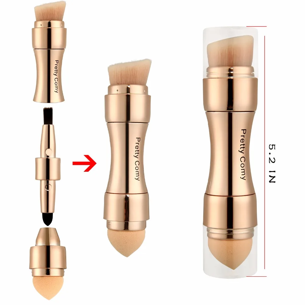 Hot Sell 4 In 1 Rose gold Makeup Tool Foundation Eyebrow Eyeliner Blush Powder Cosmetic Concealer Professional Makeup Brushes