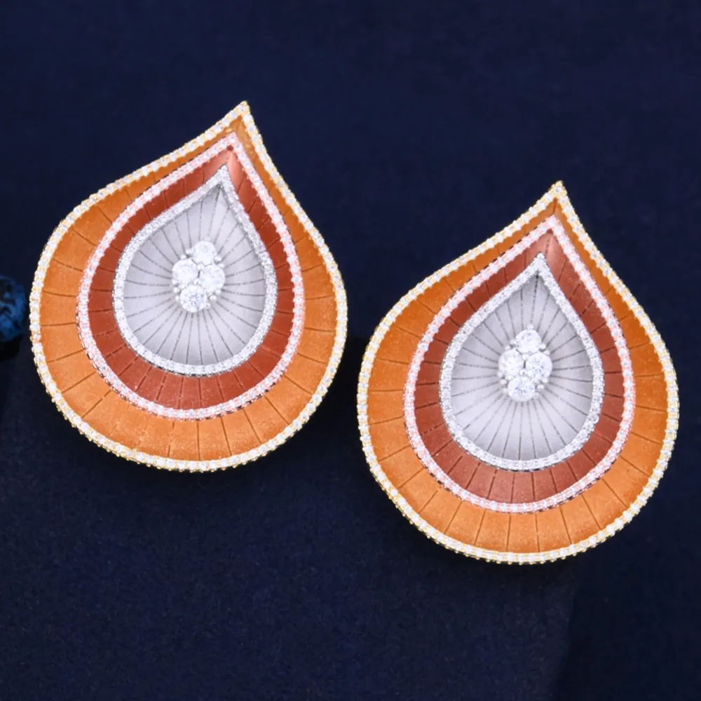 GODKI Exclusive Layers Water Drop Tear Fashion Luxury Cubic Zirconia Women Dubai Africa Engagement Earring Ring Jewelry Set