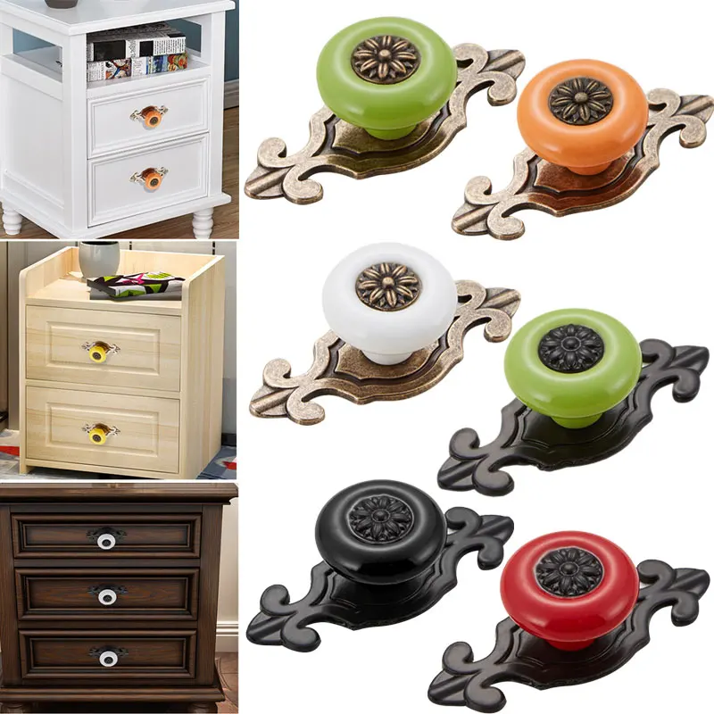 

1 PCS Door Knob Ceramic Zinc Alloy Handle Cabinet Cupboards Drawers Furniture Handles -- WWO66