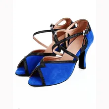 Женские бальные туфли для латинских танцев; синие женские вечерние туфли из флока с мягкой подошвой; туфли для танго на высоком каблуке 8,3 см с мягкой подошвой; 1827