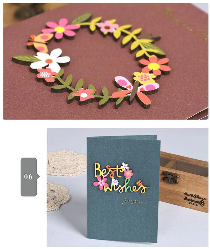 Креативные мини поздравительные открытки ручной работы красочный деревянный орнамент Детские поздравительные открытки для друзей на день рождения