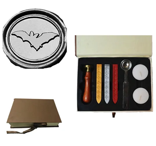 Vintage Cute Bat Flying Custom Picture Logo Wedding Invitation Wax Vintage Cute Bat Flying Custom Picture Logo Wedding Invitation Wax Seal Sealing Stamp Sticks Melting Spoon Gift Box Set Kit