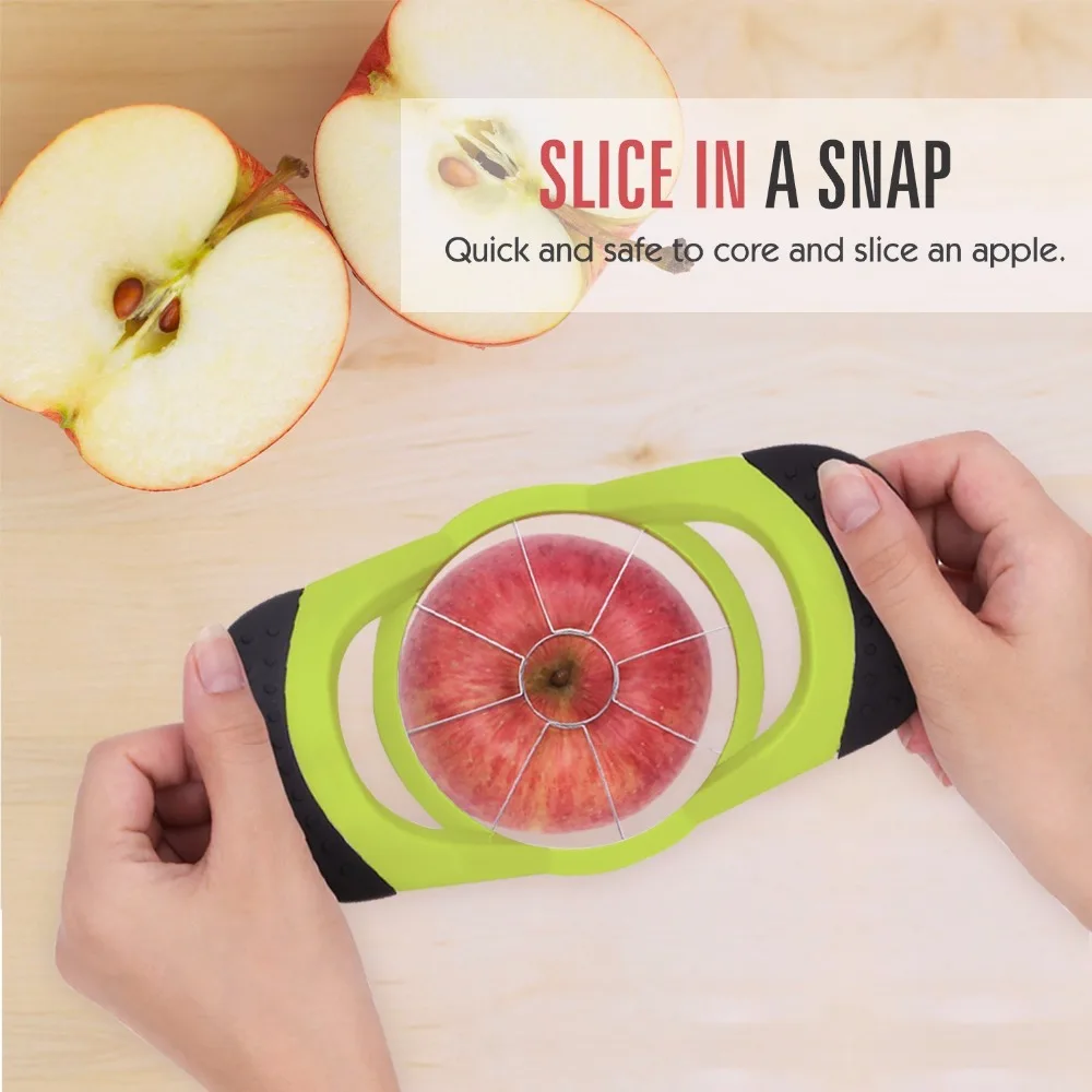 8 Blade Apple Slicer-Stainless Steel Corer Cutter Wedger Fruit Divider  Peeler with Ergonomic Rubber Grip Handle for Women - AliExpress