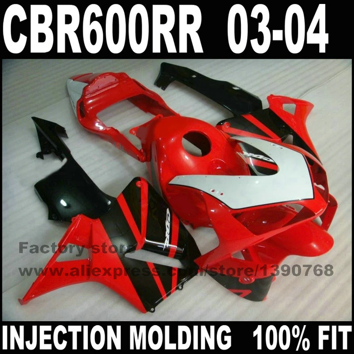 Road/race injection fairings kits for HONDA CBR 600 RR  03 04  CBR600RR 2003 2004 red black motorcycle fairing body part