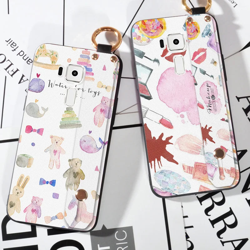 

Matte Phone Case For Asus ZenFone 3 ZE552KL Back Frosted Sext Lip Cover For Asus ZenFone3 ZE552KL Ring Strap Stand Case