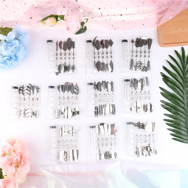 

10pcs/set Jelly Flower Art Tools Jelly Cake Gelatin Pudding Mold 3D Nozzle Syringe Russia Nozzle Set Cake Decorating Tools